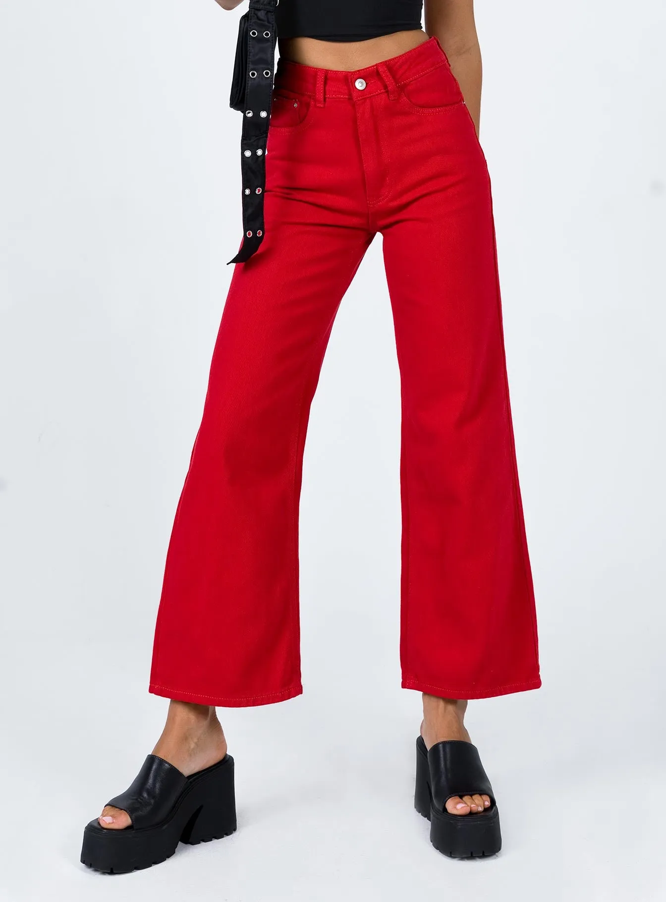 Rainy Day Brunch Outfit Denver Denim Jeans Red