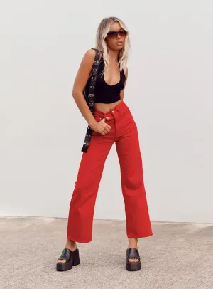 Denver Denim Jeans Red Minimalist Style Festival Outfit Loose