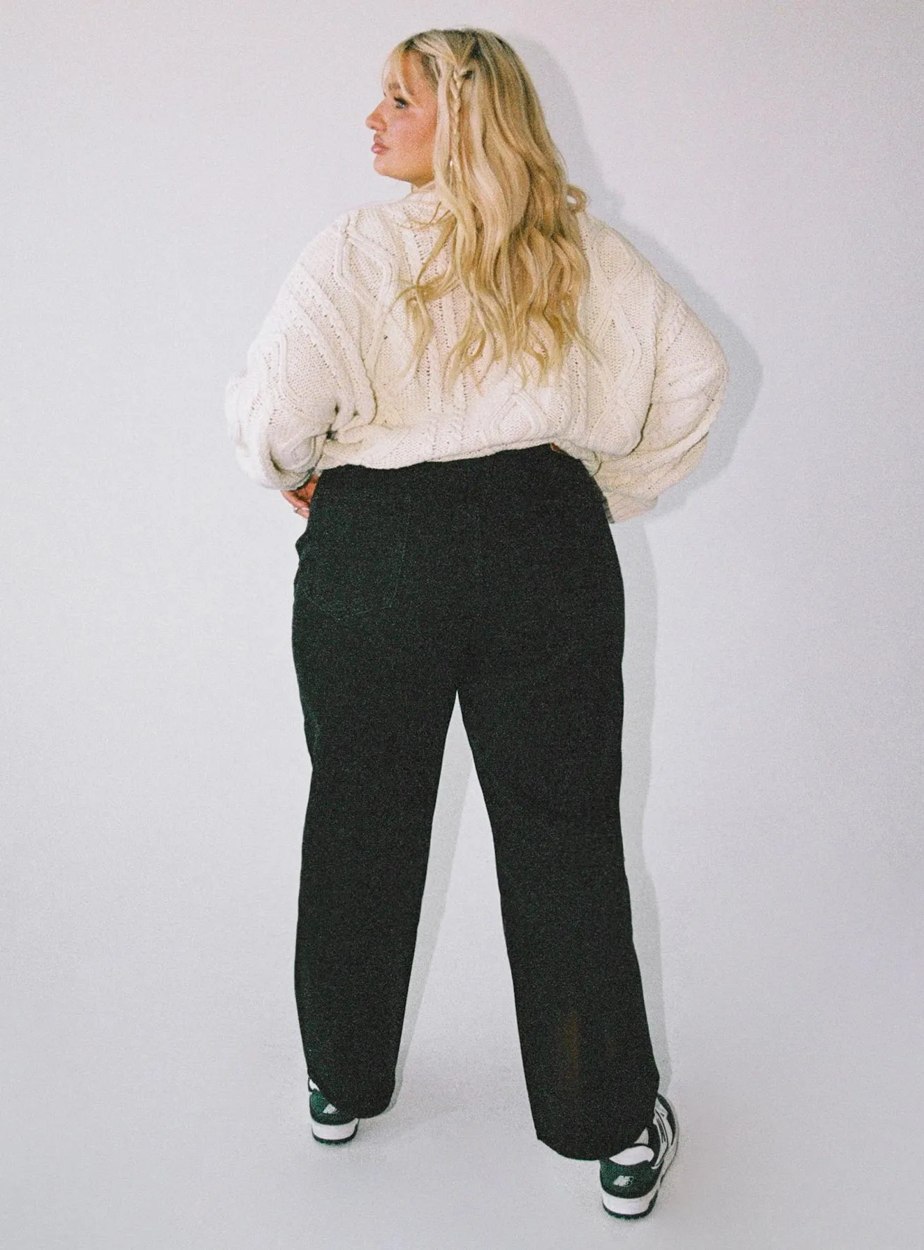 Vibrant Formal Holly Asymmetric Ripped Leg Jeans Black Denim Curve
