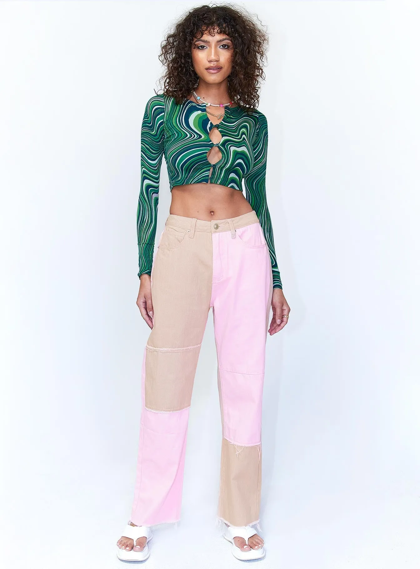 Kaisha Denim Jeans Pink Trendy Apparel