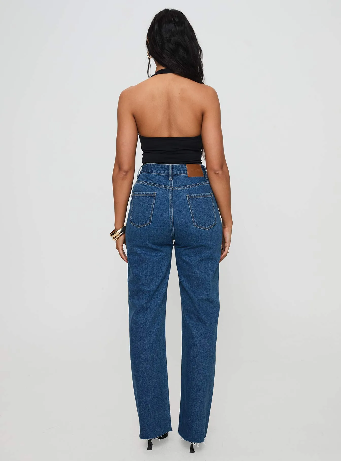 Kalinda High Rise Straight Leg Jeans Mid Blue Street Fashion Creative Look Work Ready Lightweight