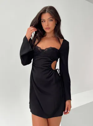 Hazel Long Sleeve Mini Dress Black quick dry