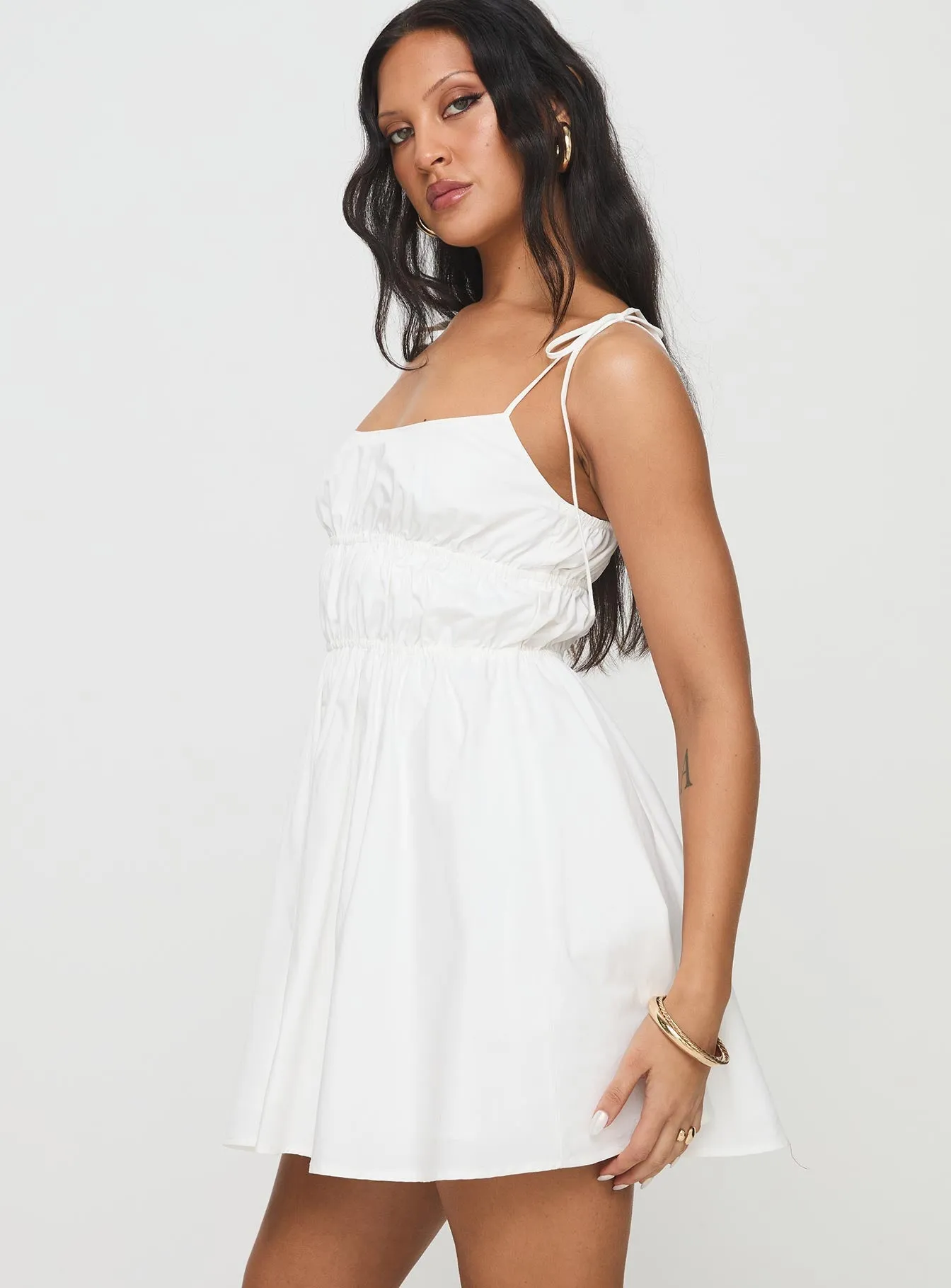 Wrinkle Free Fabric Night Glow Jacksonne Mini Dress White
