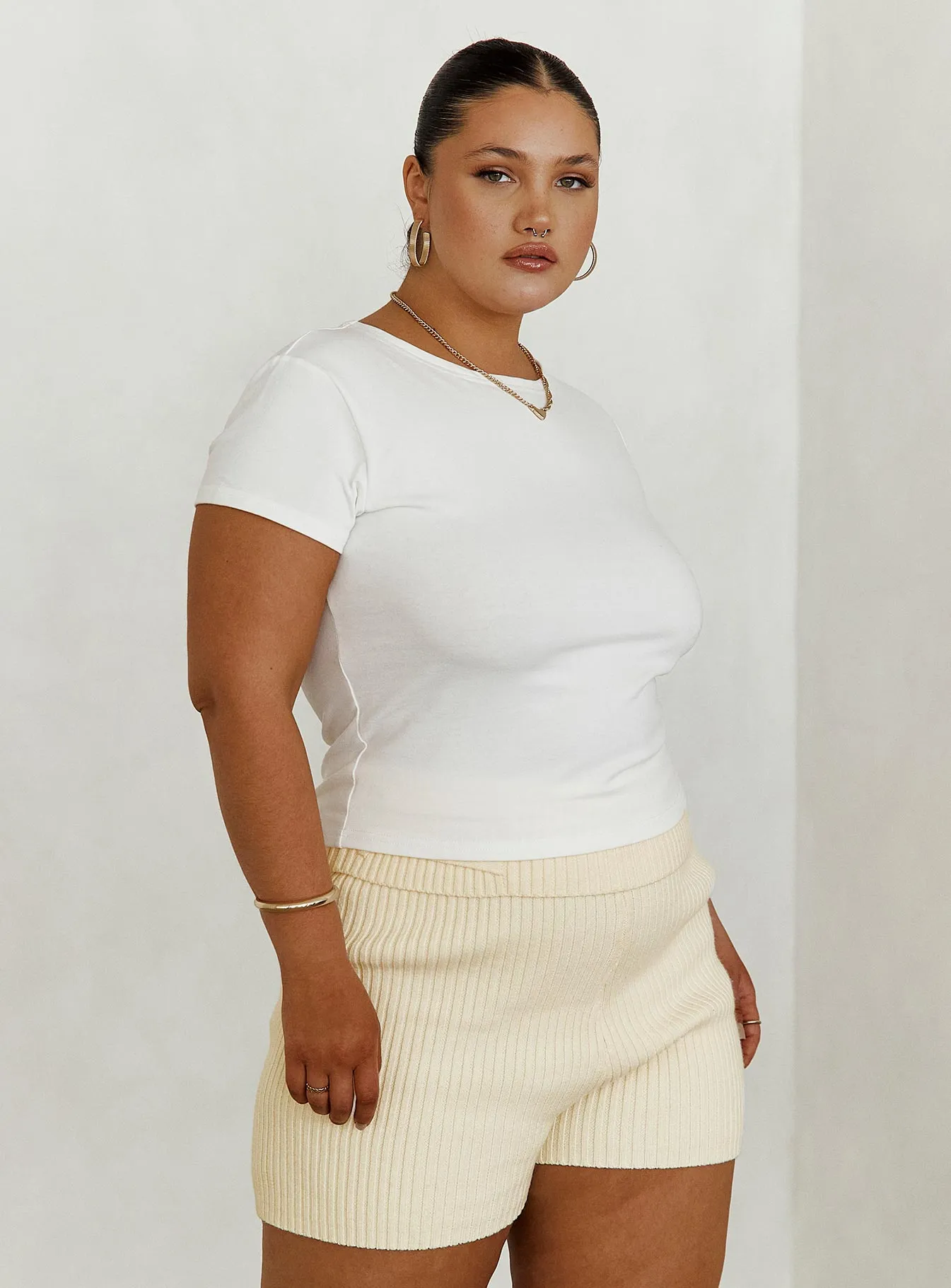 Lex Top White Curve City Casual Classic Wardrobe