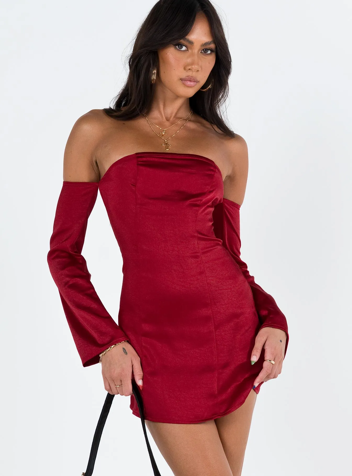 Amalea Mini Dress Burgundy Fun statement mini Cozy Design