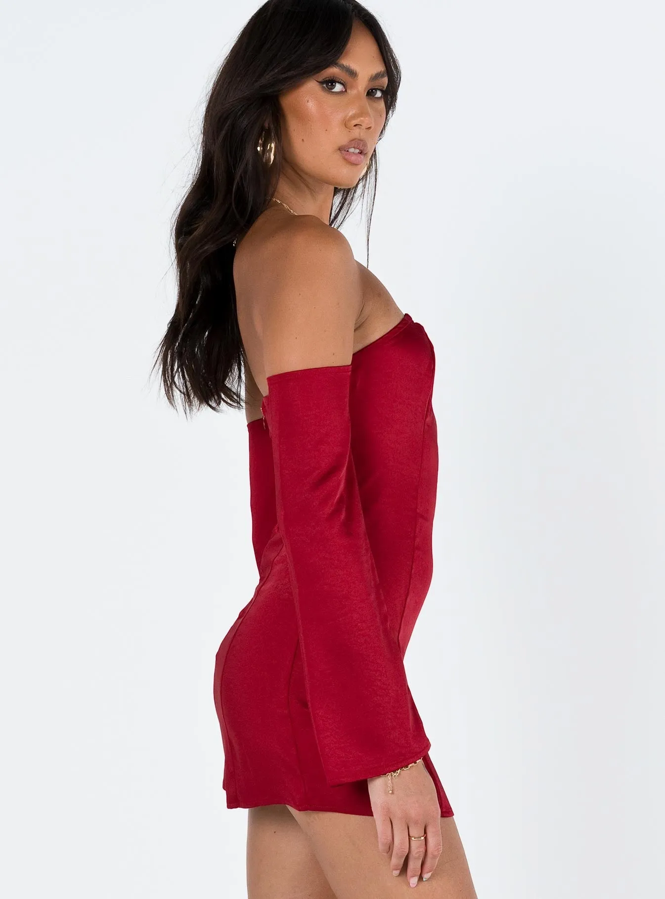 Club Glow Elegant short cocktail dress Amalea Mini Dress Burgundy
