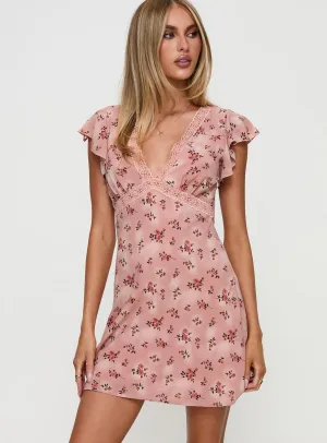 Fun Look Aurianna Mini Dress Pink Floral