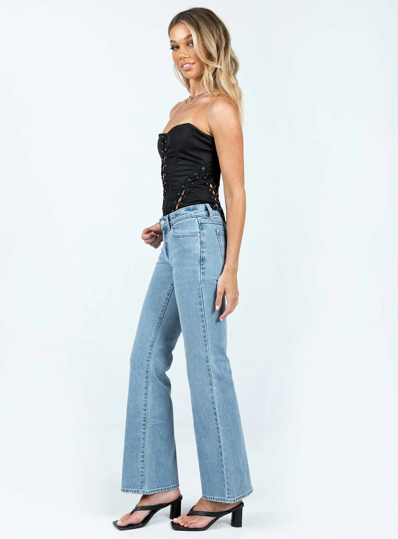 Abrand 99 Low Boot Courtney Light Wash Denim Comfy Touch Reinforced Belt Loops