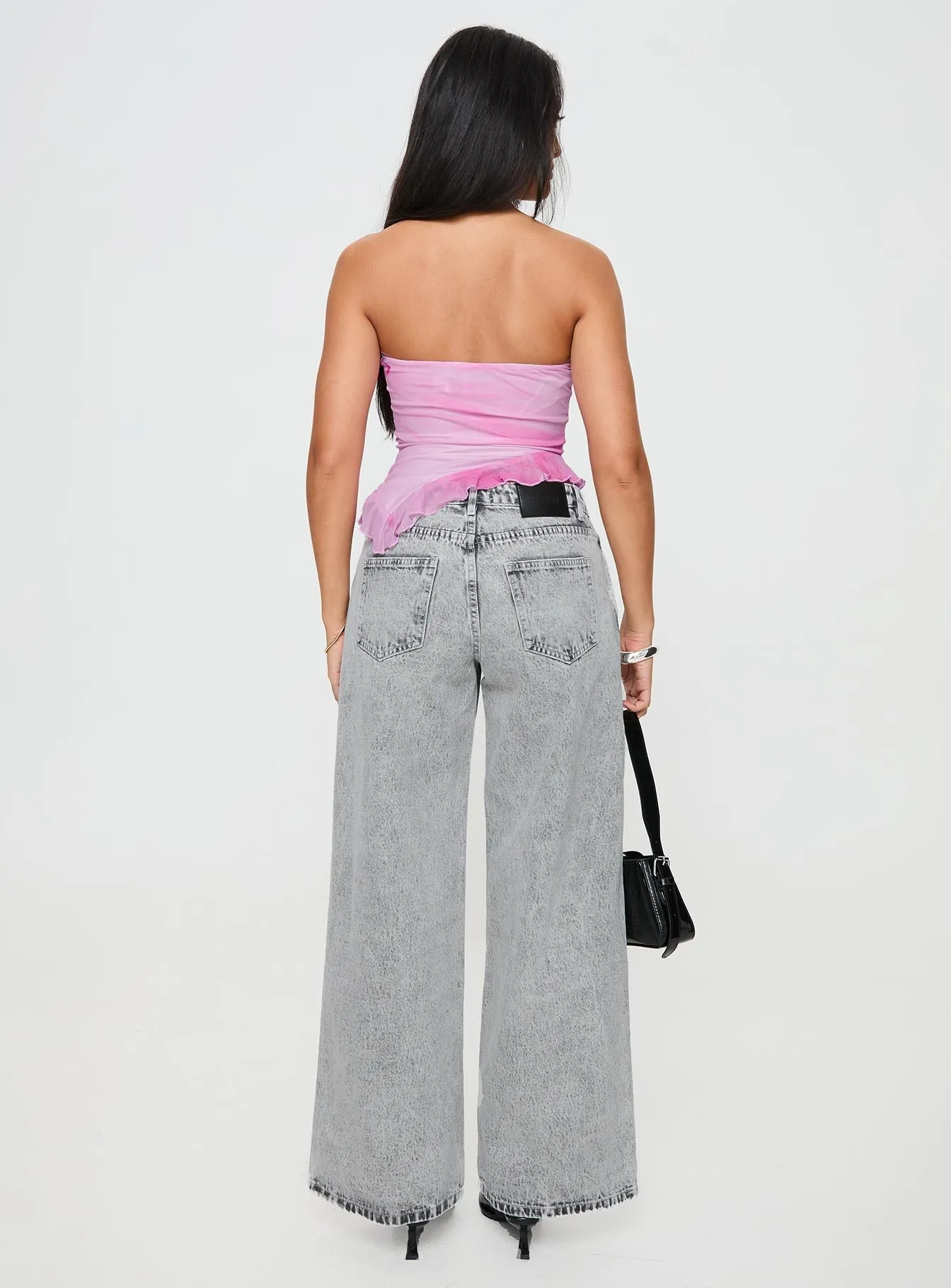 Breathable Fit Effortless Style Brayden Low Wise Relaxed Jeans Grey Acid Wash