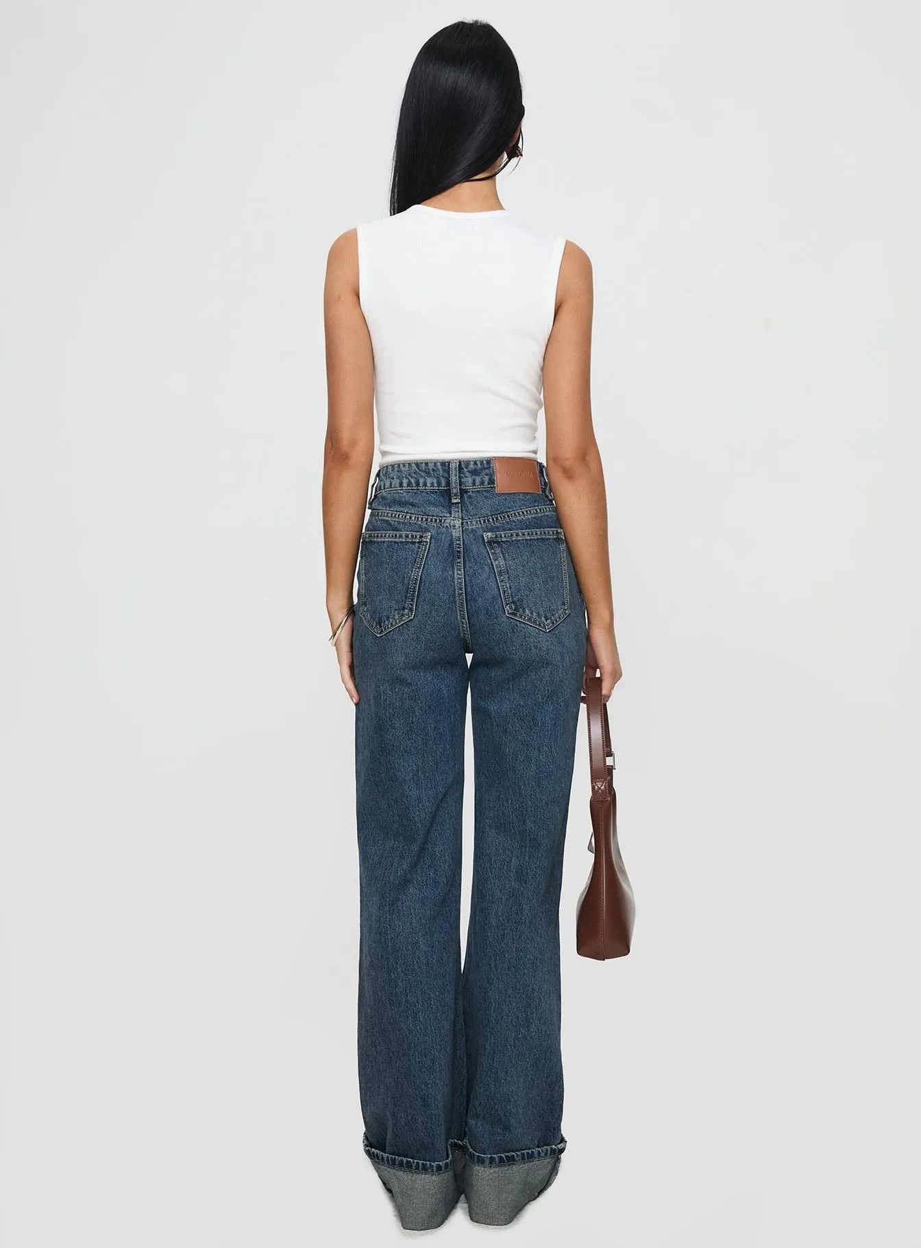 Match With All Fresh Attire Florida Keys Mid Rise Straight Leg Cuffed Jeans Mid Blue