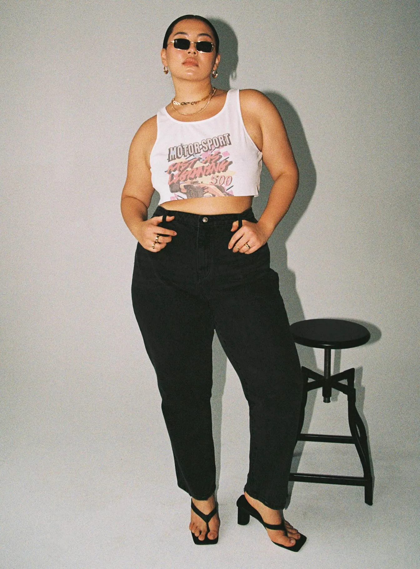 Balanced Style Zaiden Straight Leg Jeans Black Denim Curve