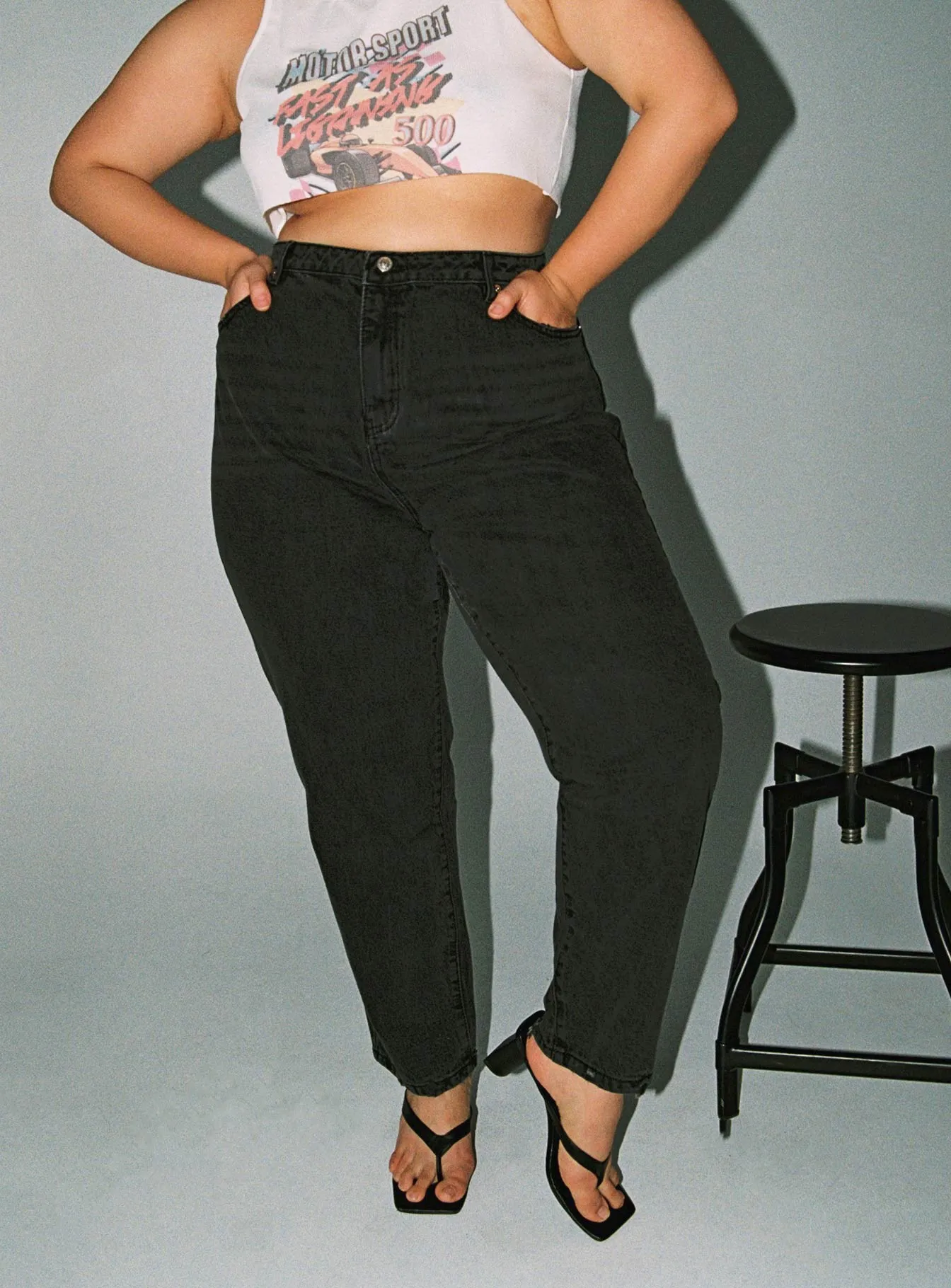 Zaiden Straight Leg Jeans Black Denim Curve Street Cool