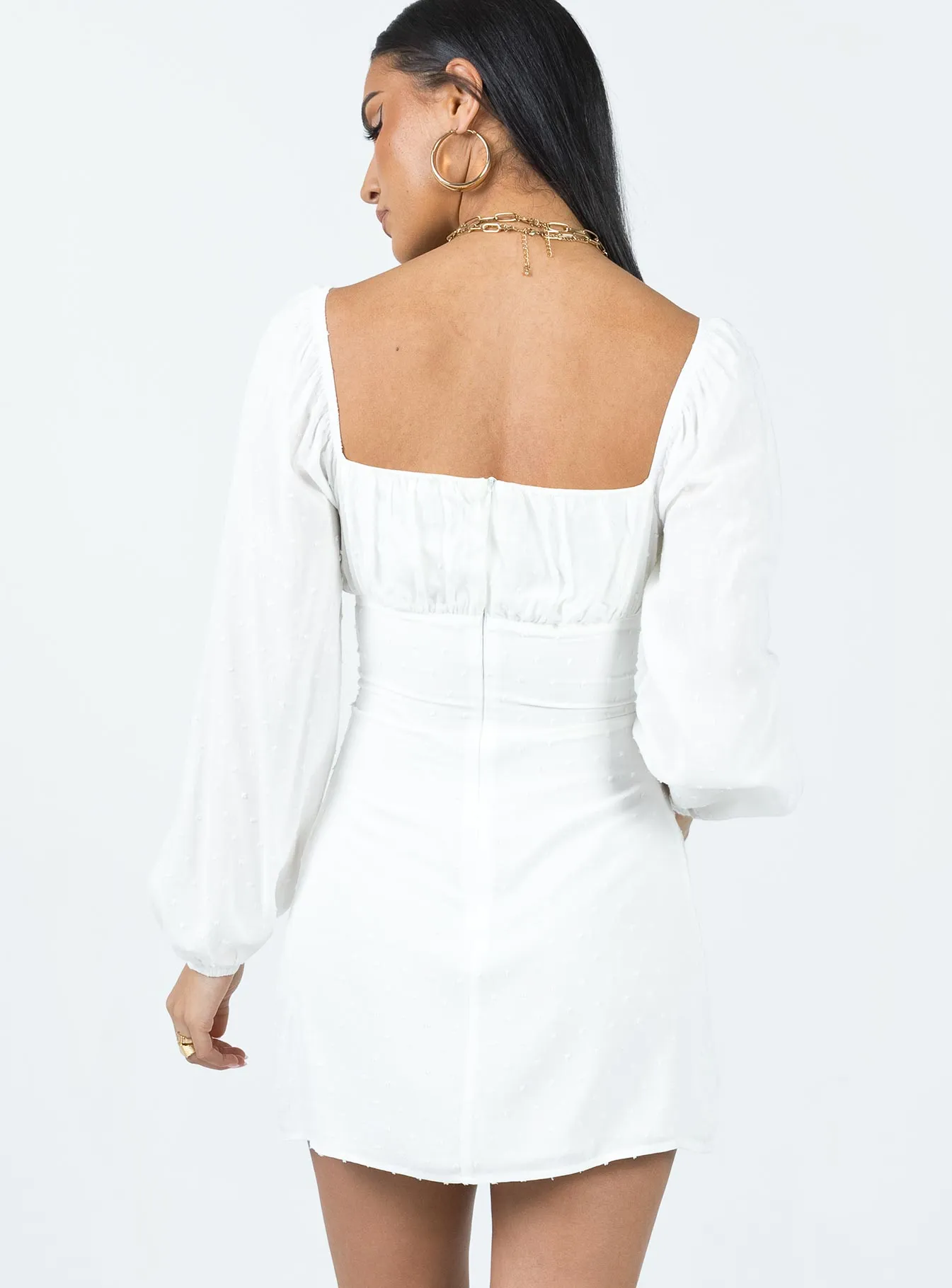 On Trend Fauce Long Sleeve Mini Dress Cream