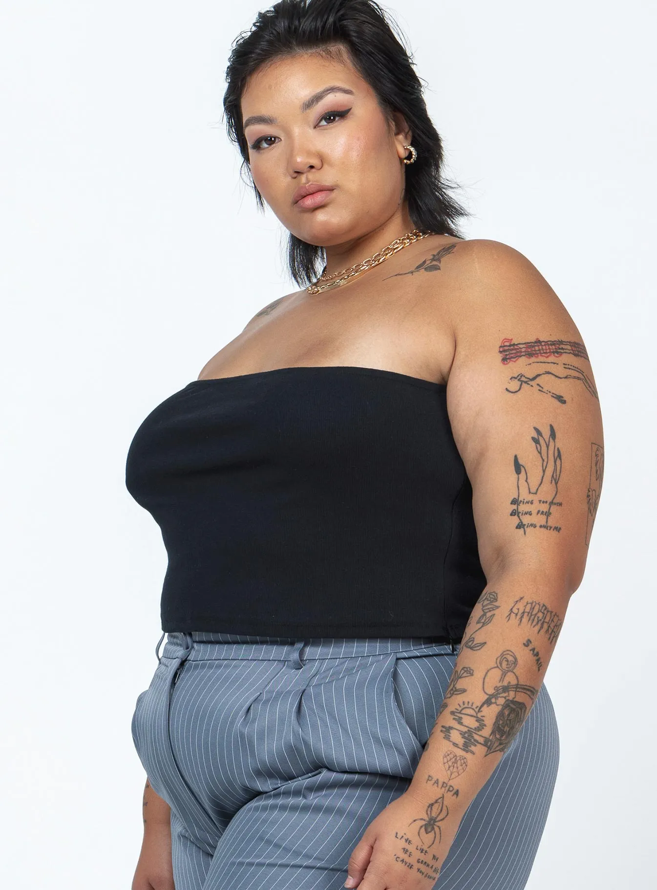 Rosehill Strapless Top Black Curve Noise Reducing Fabric Treatment