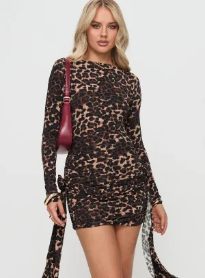 Glory Mini Dress Leopard Bamboo Fiber Blend Cozy Fashion