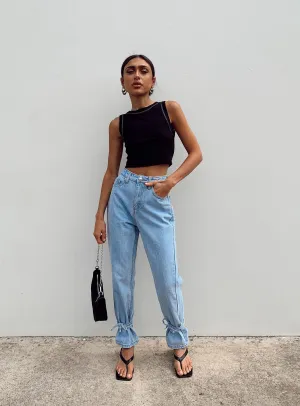 Connection Ankle Tie Denim Jeans Weekend Vibes