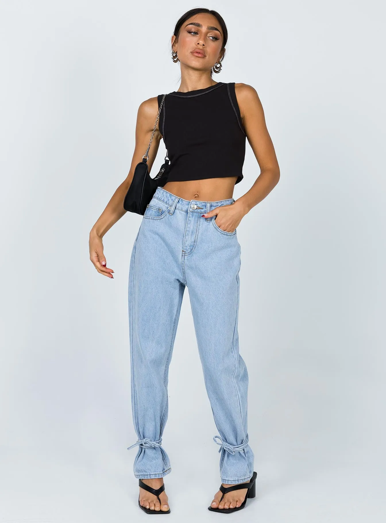 Connection Ankle Tie Denim Jeans Office Wear Weekend Warrior Trend Setter