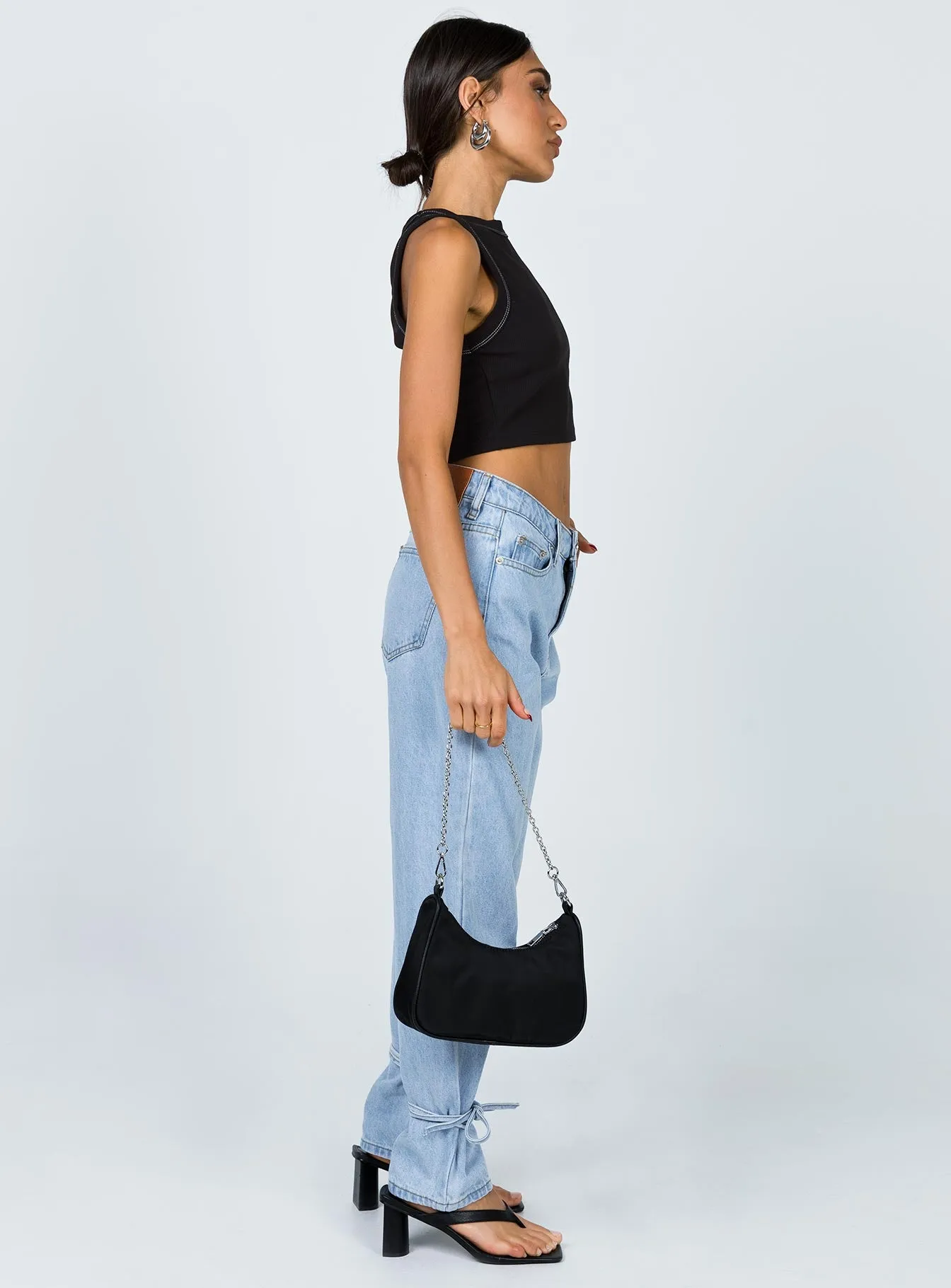 Fashionable Touch Connection Ankle Tie Denim Jeans