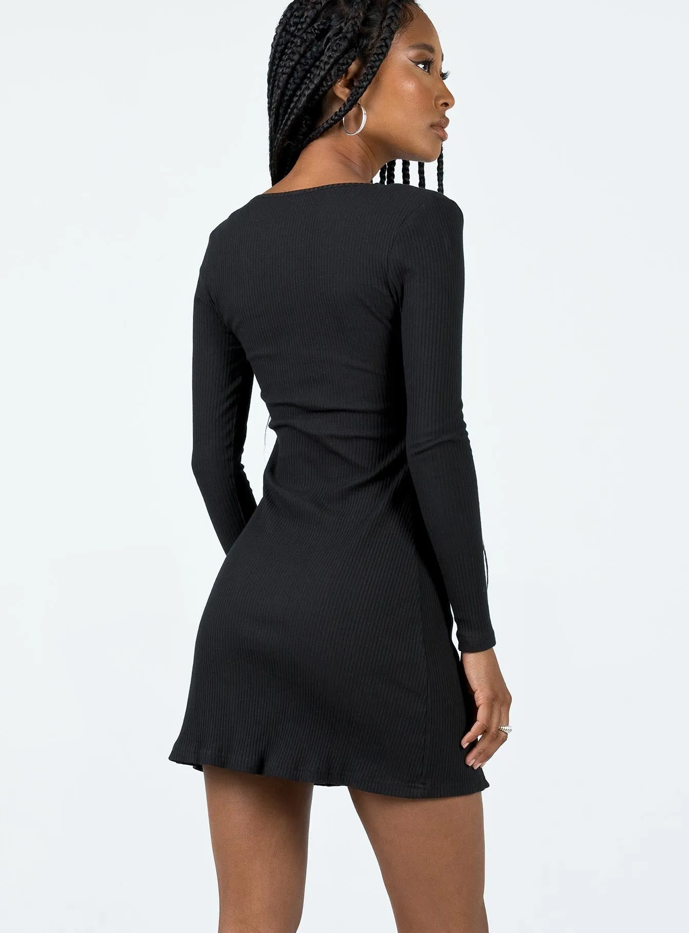 City Scene Flirty casual wear Normandy Long Sleeve Mini Dress Black