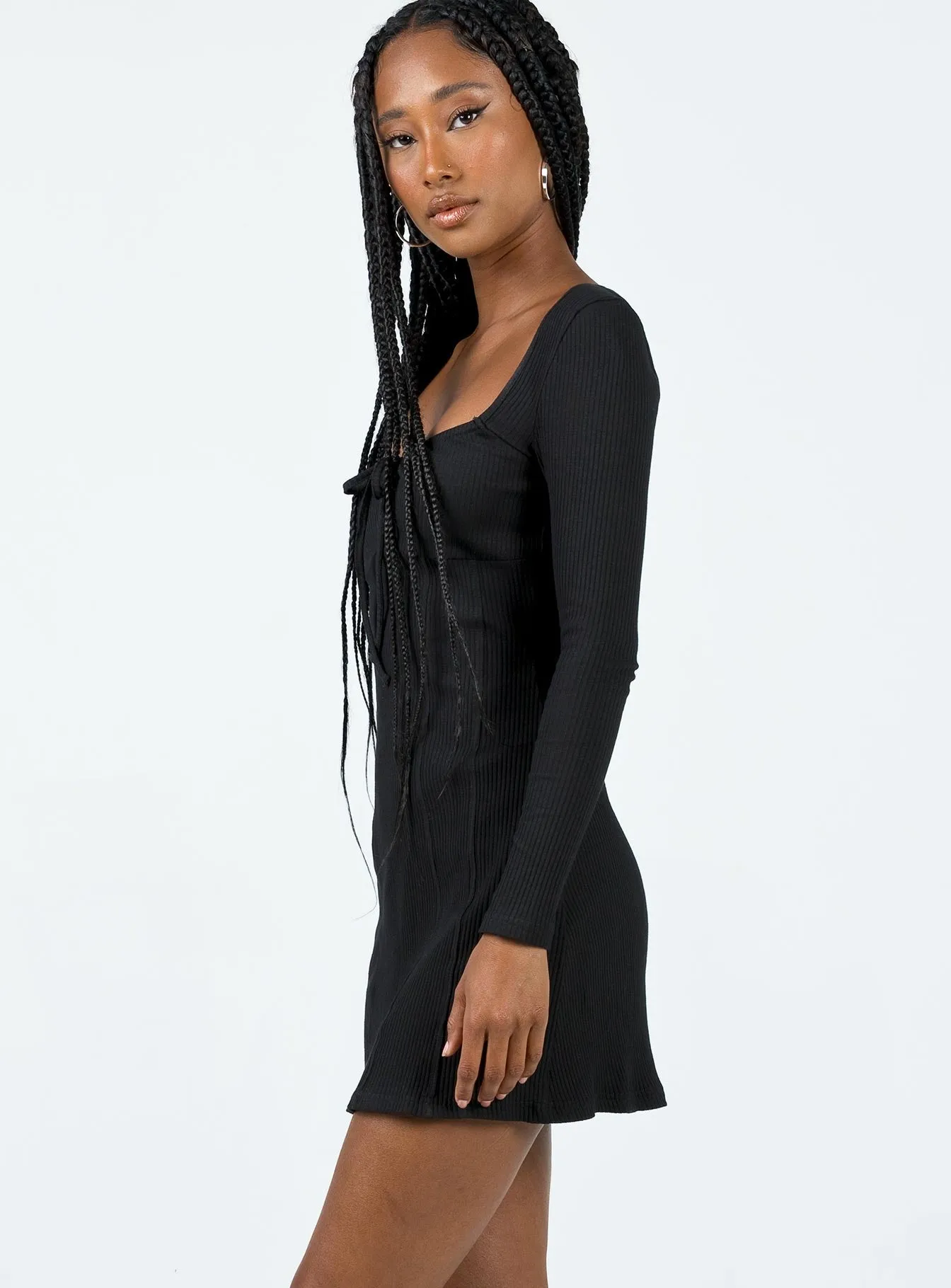 Water Repellent Coating Normandy Long Sleeve Mini Dress Black