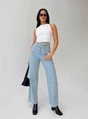 Festival Outfit Comfy Artist Vibe Athlete Fit High Quality Bansley Double Waistband Jeans Light Denim