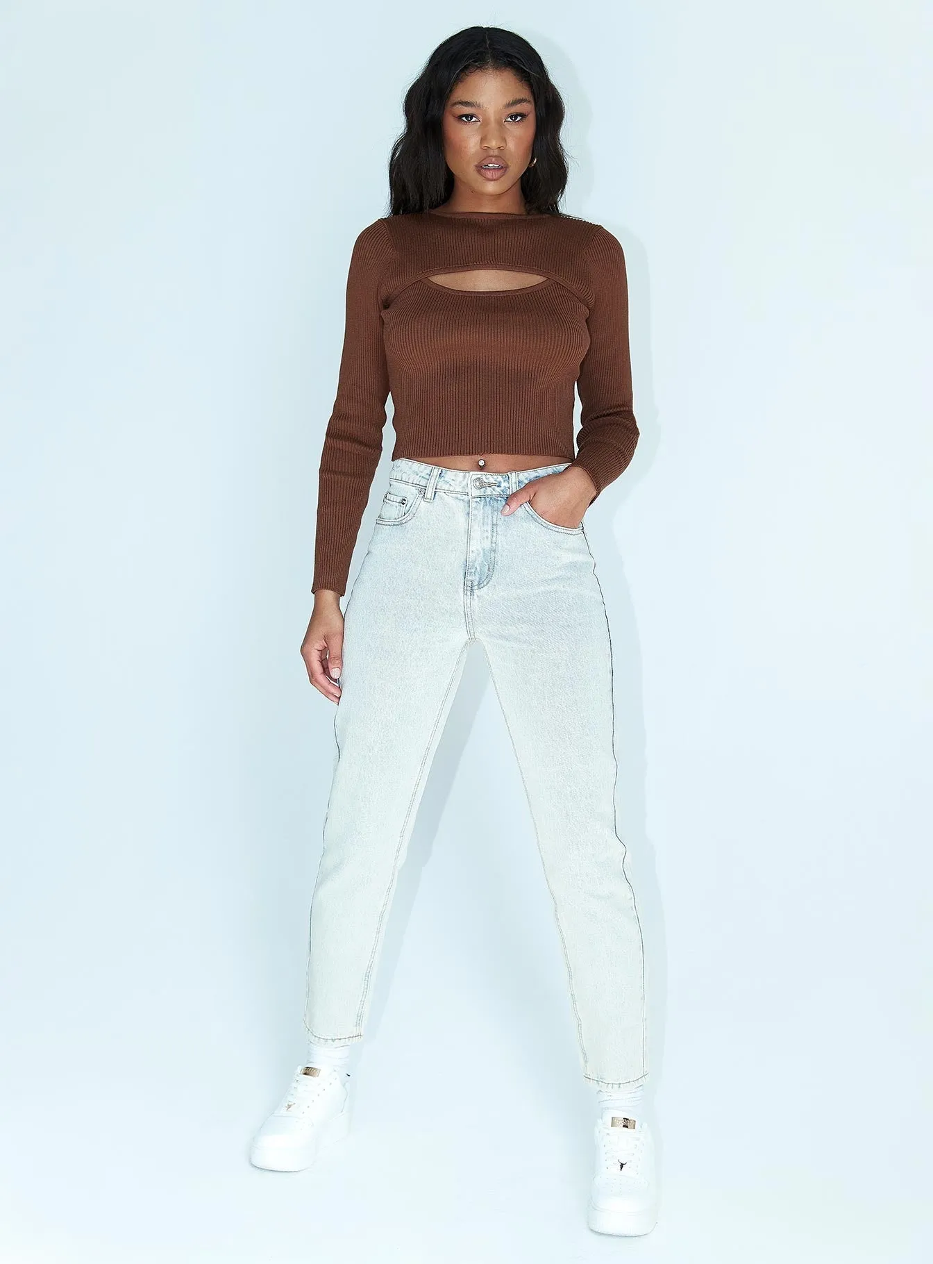 Trend Setter Road Trip Casual Zaiden Straight Leg Jeans Light Blue Wash Denim