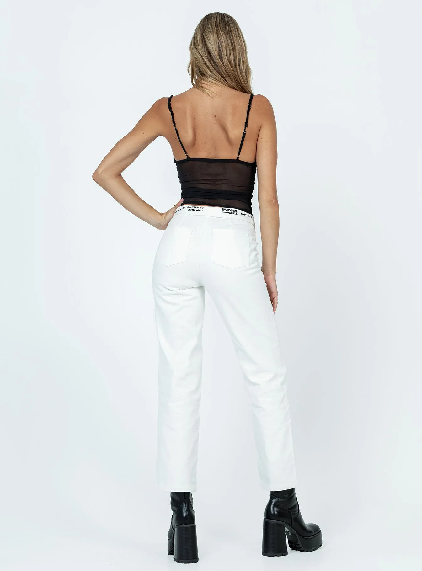 Abrasion Resistant Denim Dava Low Rise Pants White