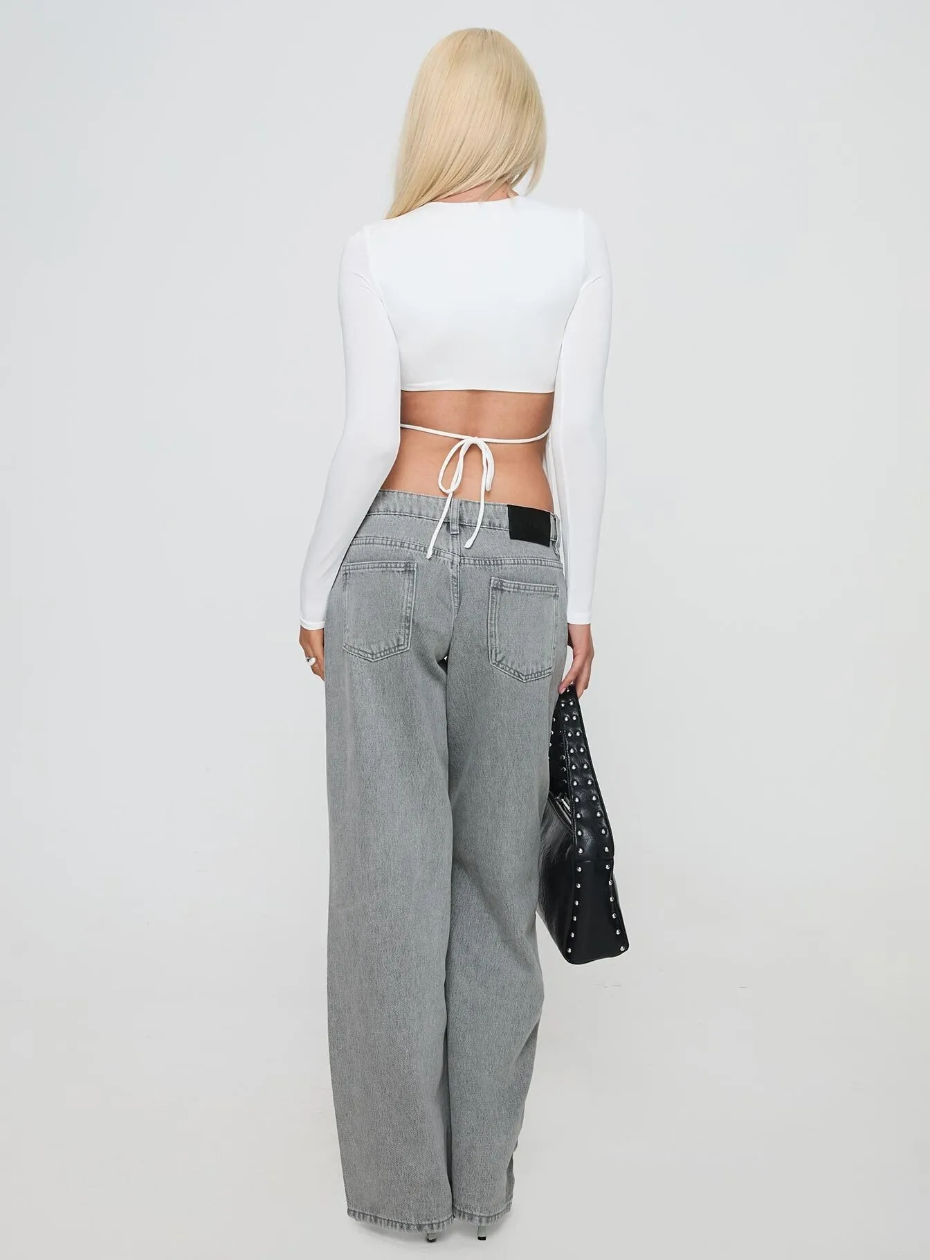 Ellanor Low Rise Straight Leg Jeans Washed Grey Petite Thermal Regulating Fabric