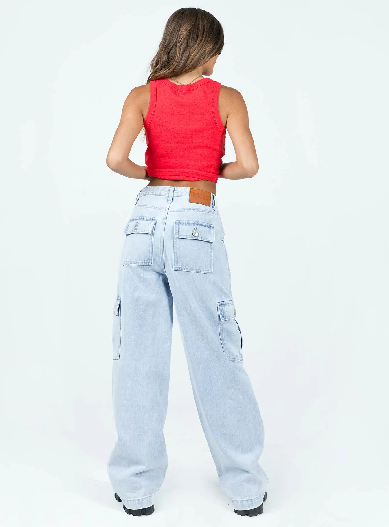 Family Style Parent Style Smart Casual Quick Dry Fabric Marylou Cargo Jeans Light Wash Denim
