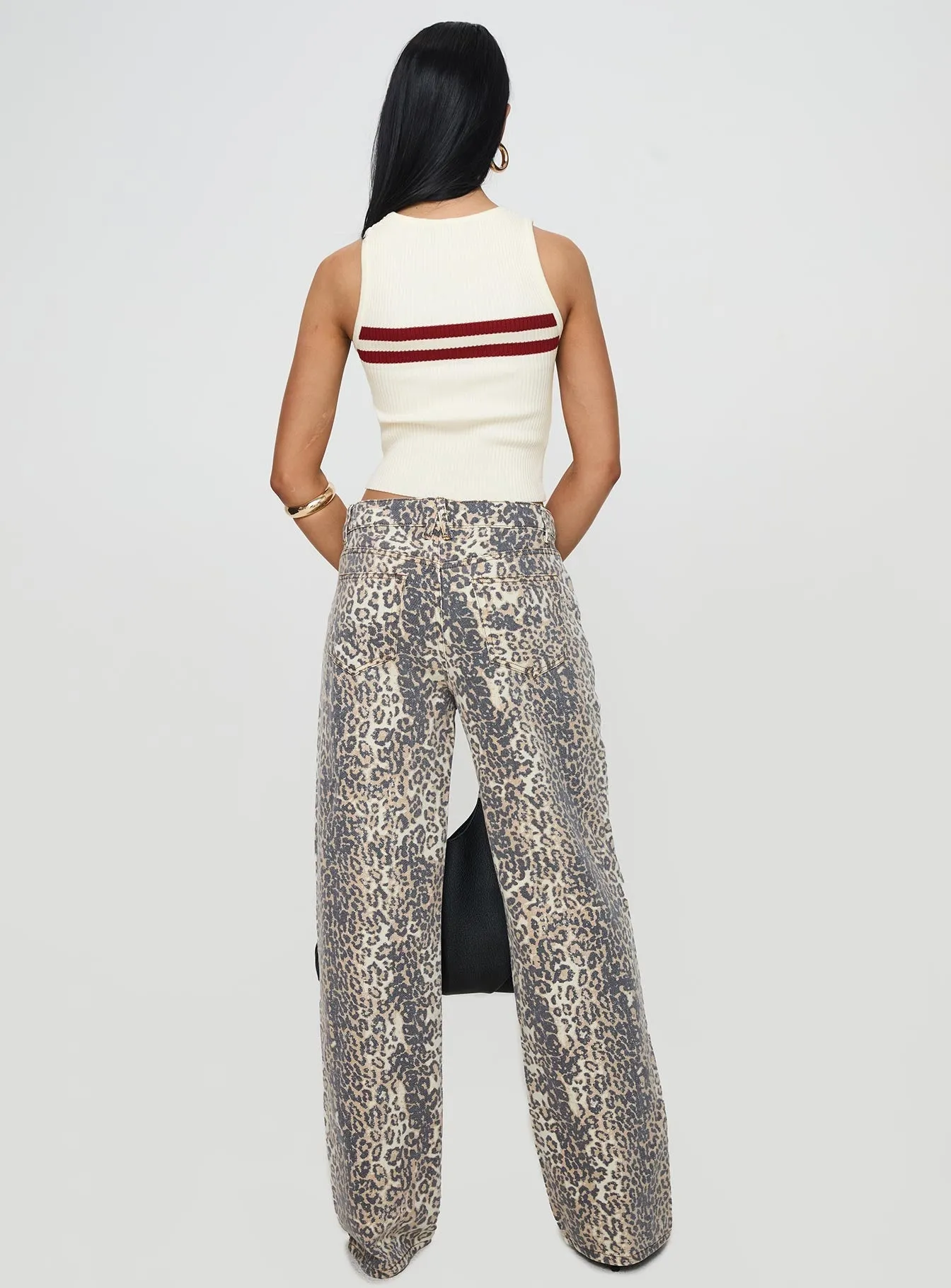 Lifestyle Piece Top Model Low Rise Straight Leg Jeans Leopard Fade