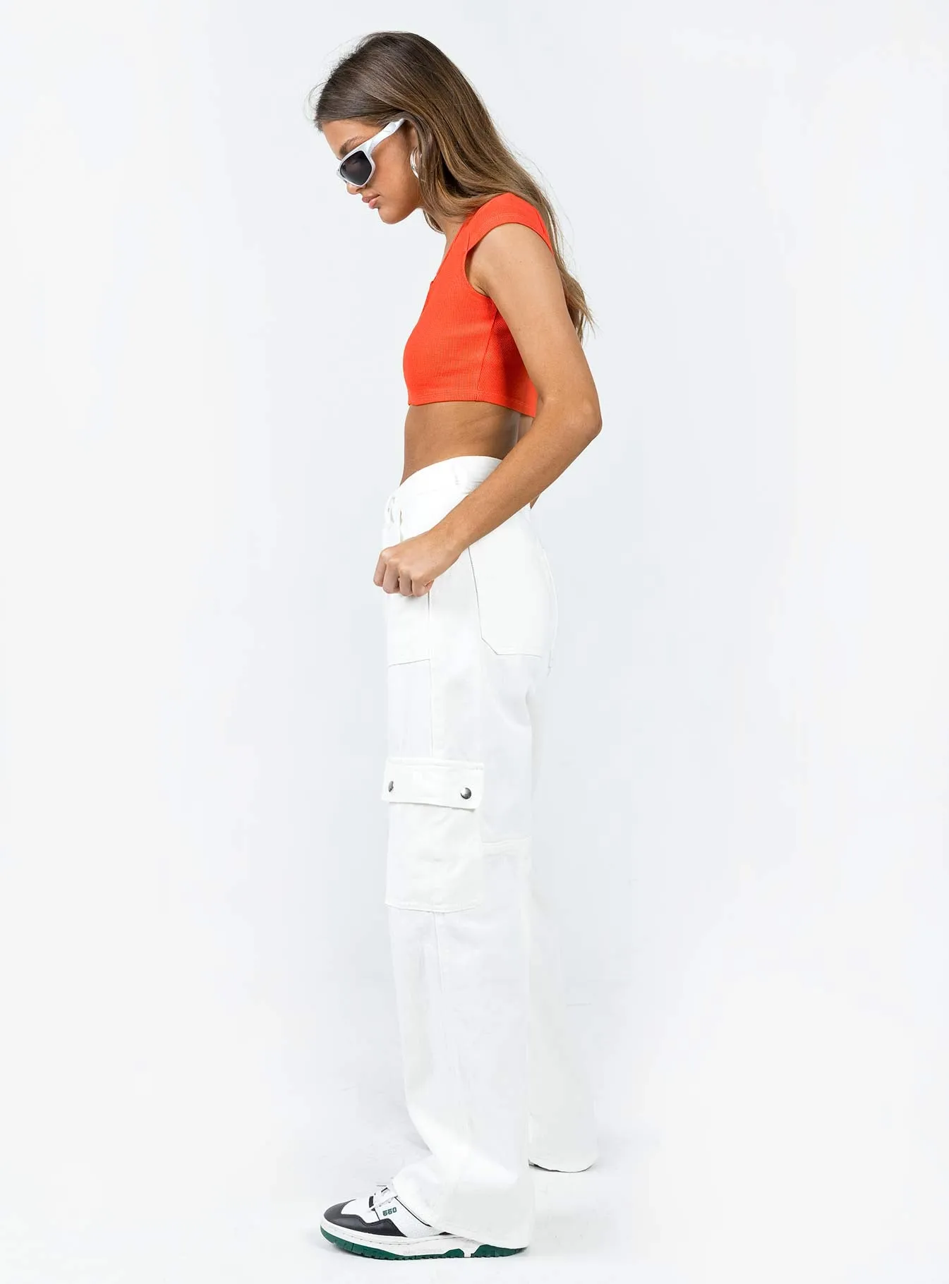 All Fit Design Smooth zipper closure Vincent Cargo Jean White
