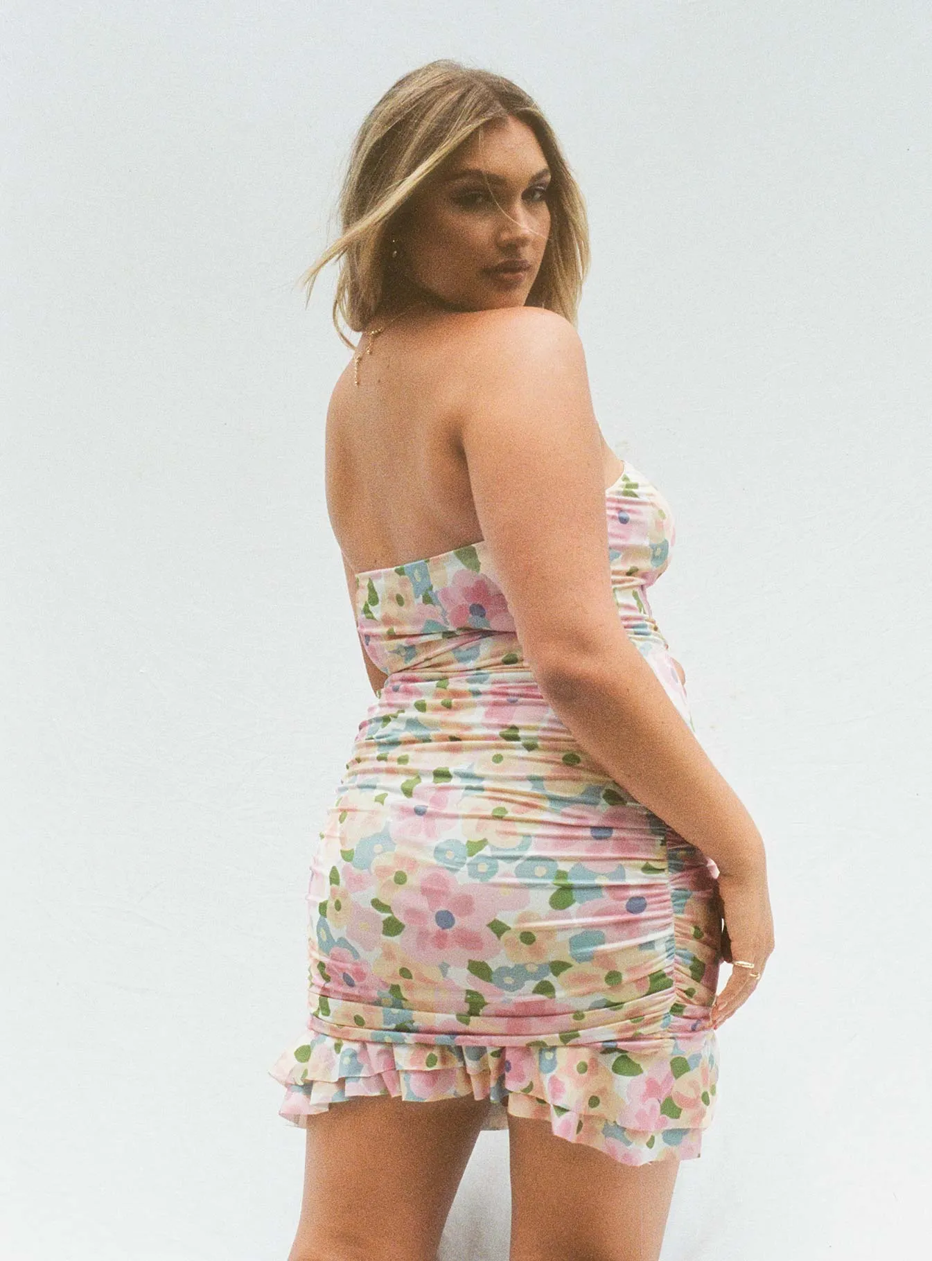 Adore You Strapless Mini Dress Yellow Multi Loud Edge Fun Mode