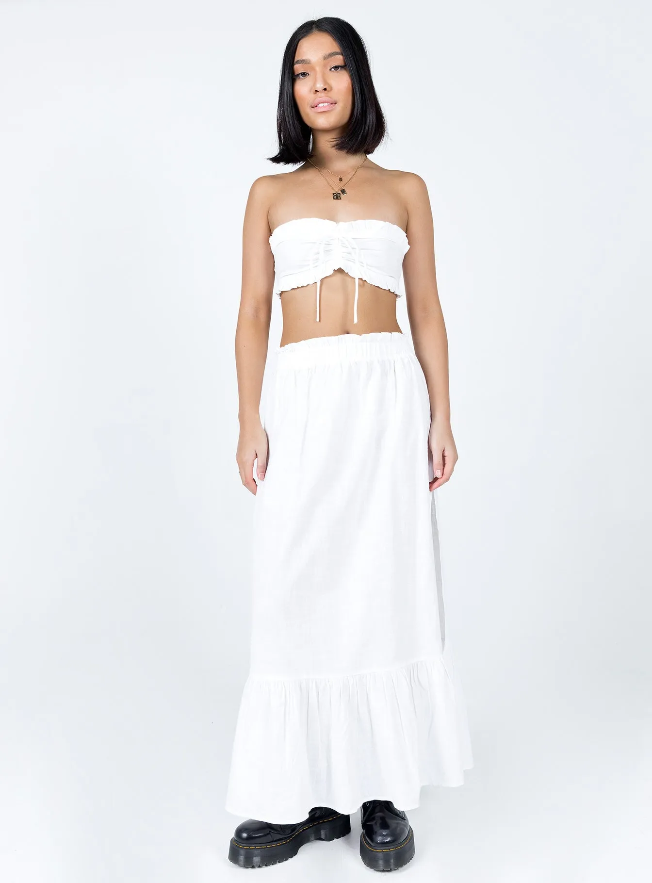 Stretch Fit Double Stitched Hem Oliver Maxi Set White