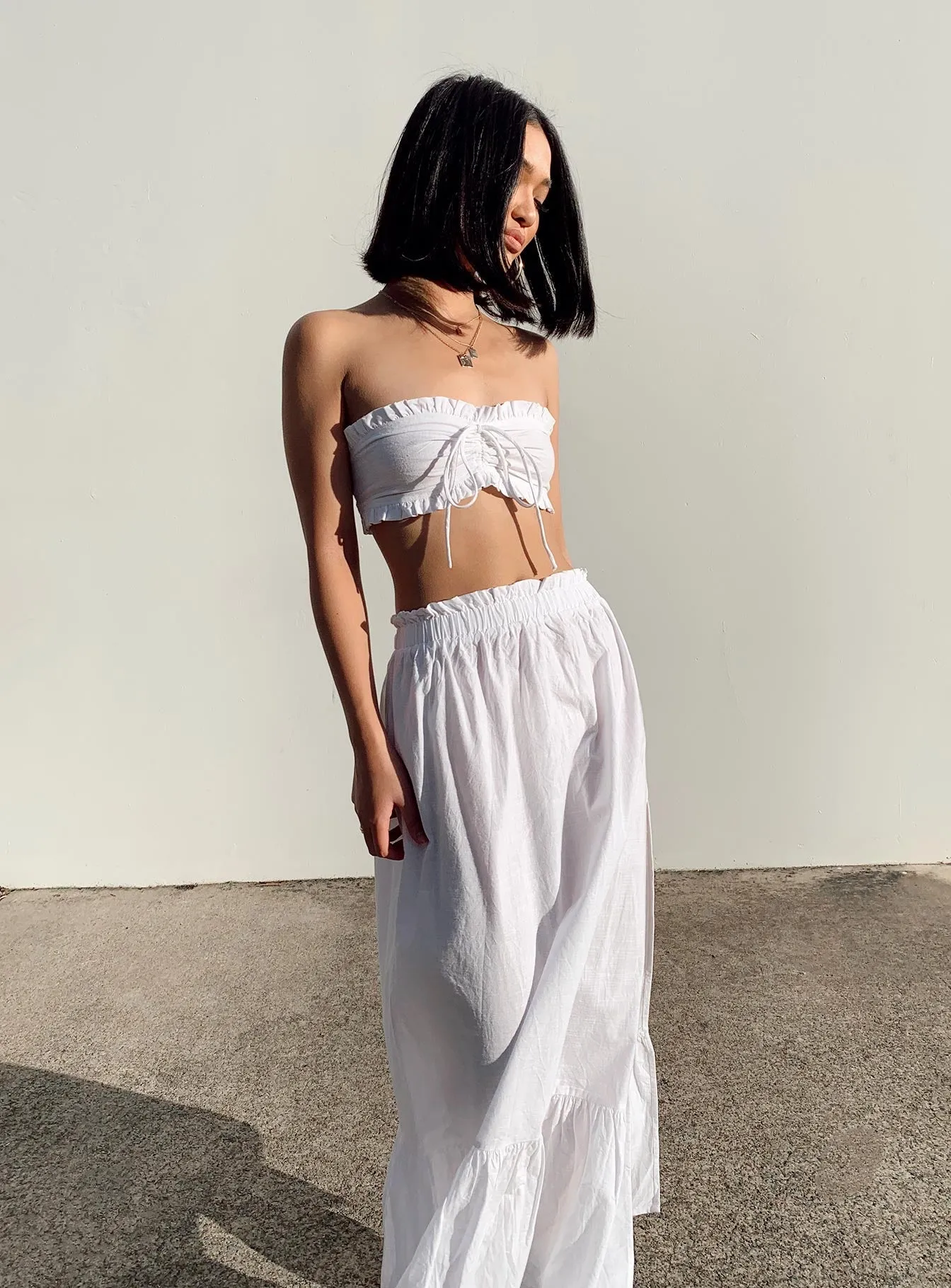 Oliver Maxi Set White V-neck Blouse Timeless Cut