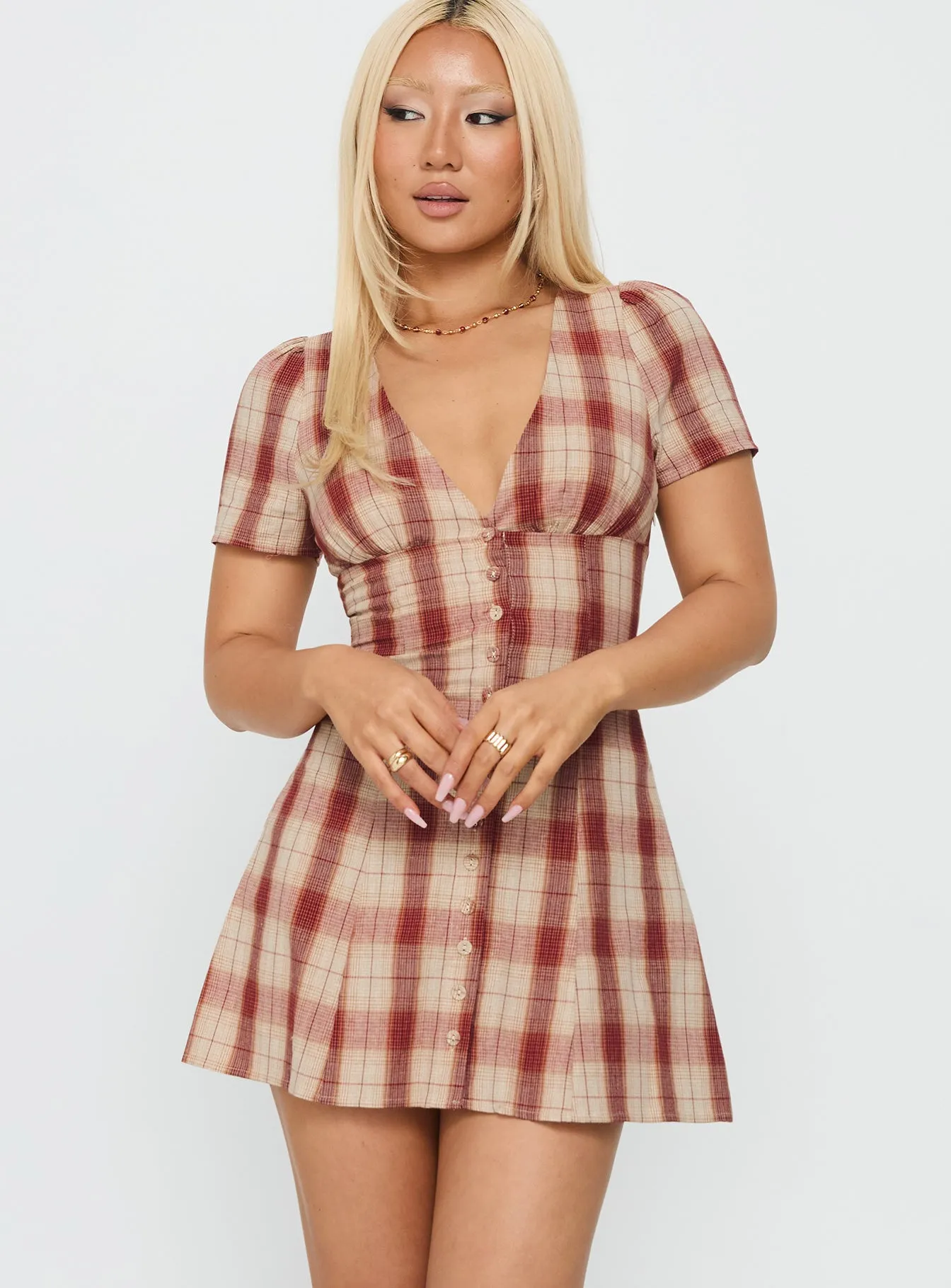 Sleek Fashion Charming Prints Twist Of Fate V Neck Mini Dress Plaid
