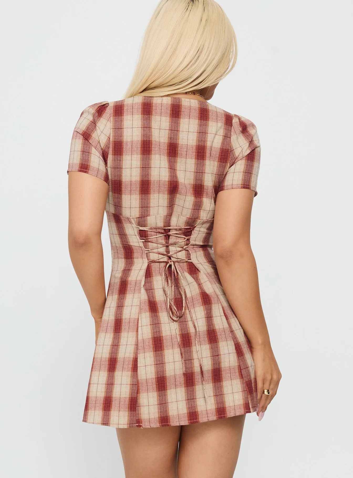 Street Fashion Twist Of Fate V Neck Mini Dress Plaid