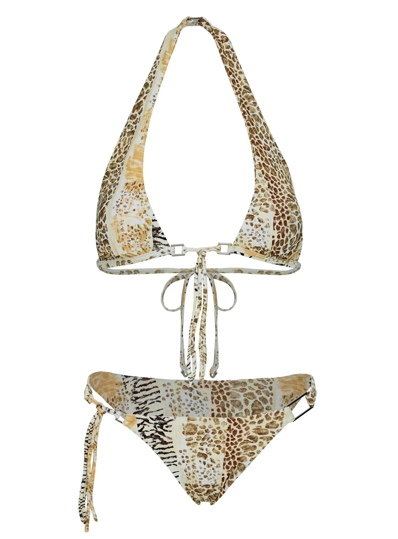Janessa Hardware Halter Bikini Top Animal Splice Chlorine Resistant Material
