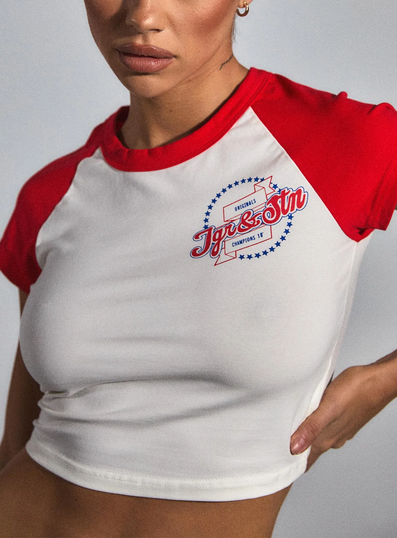 JGR & STN All Star Baby Tee Vintage White / Red Soft & Smooth Sleeveless
