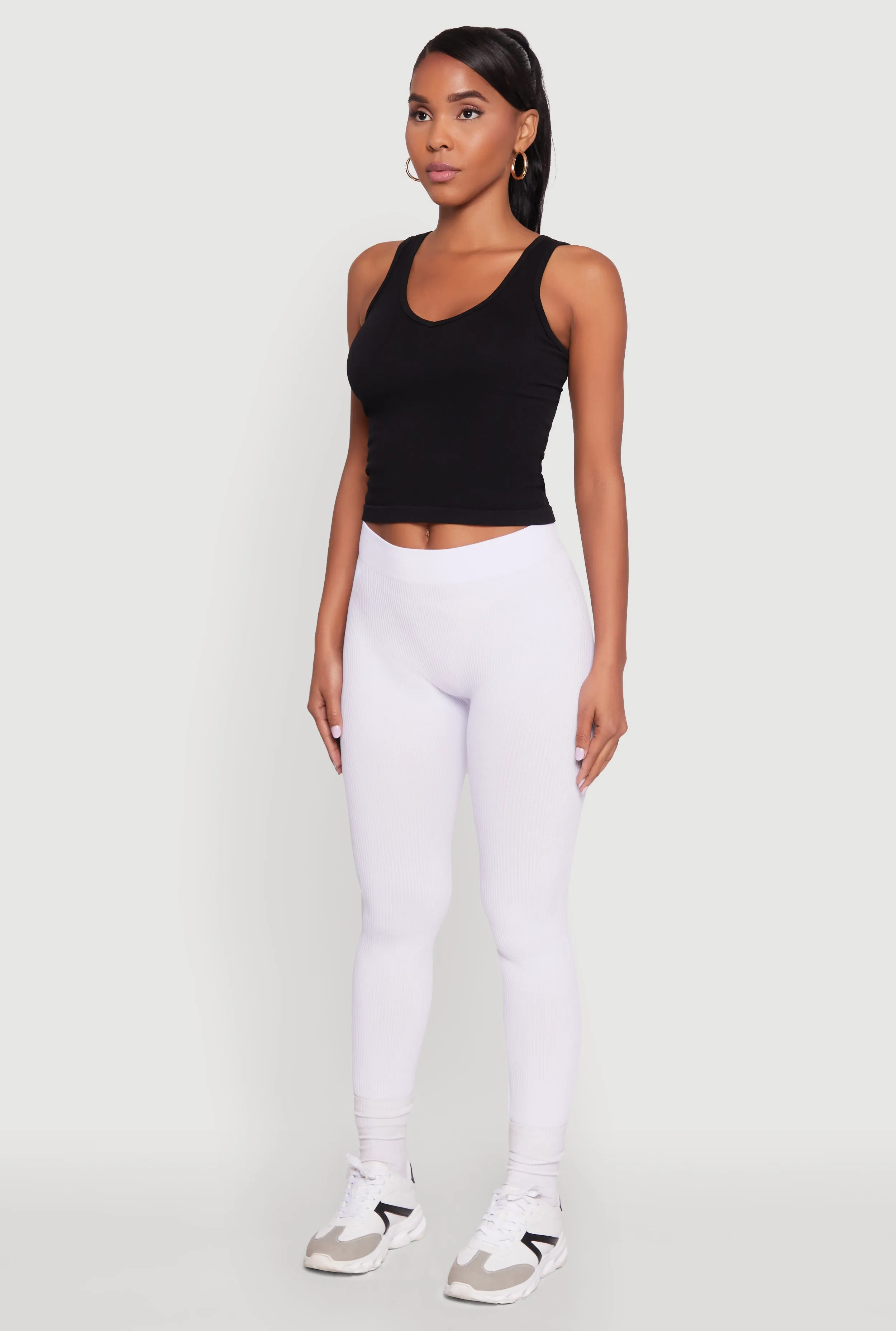 Trend Seeker Four Way Stylish High Waisted Seamless Ribbed Knit Leggings