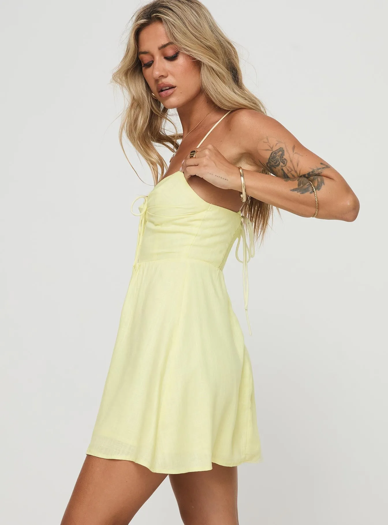 Cut Edge Tassos Mini Dress Lemon