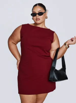 Zimmie Mini Dress Burgundy Curve Club Pop