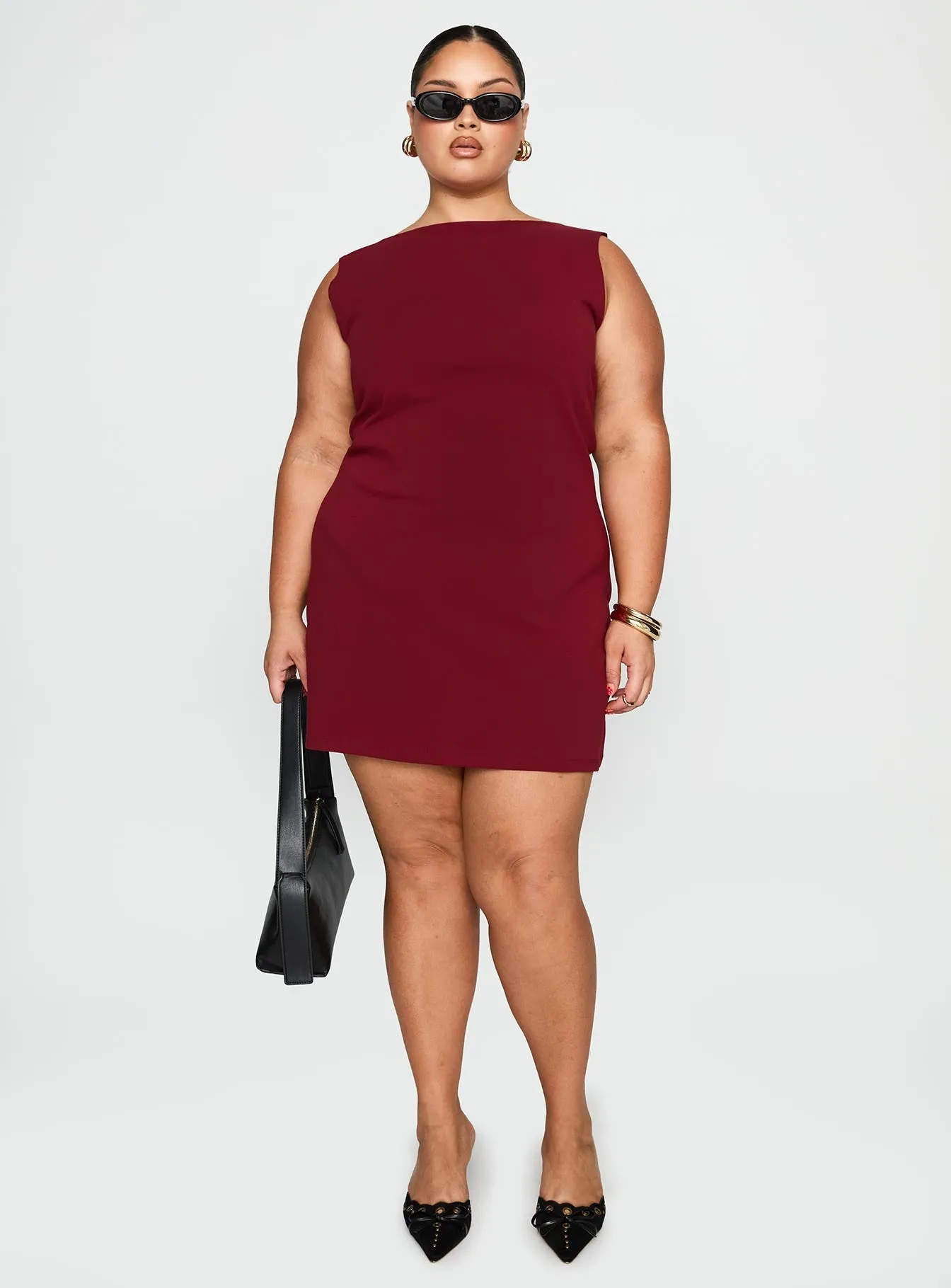 Casual Style Wear Bar Scene Zimmie Mini Dress Burgundy Curve
