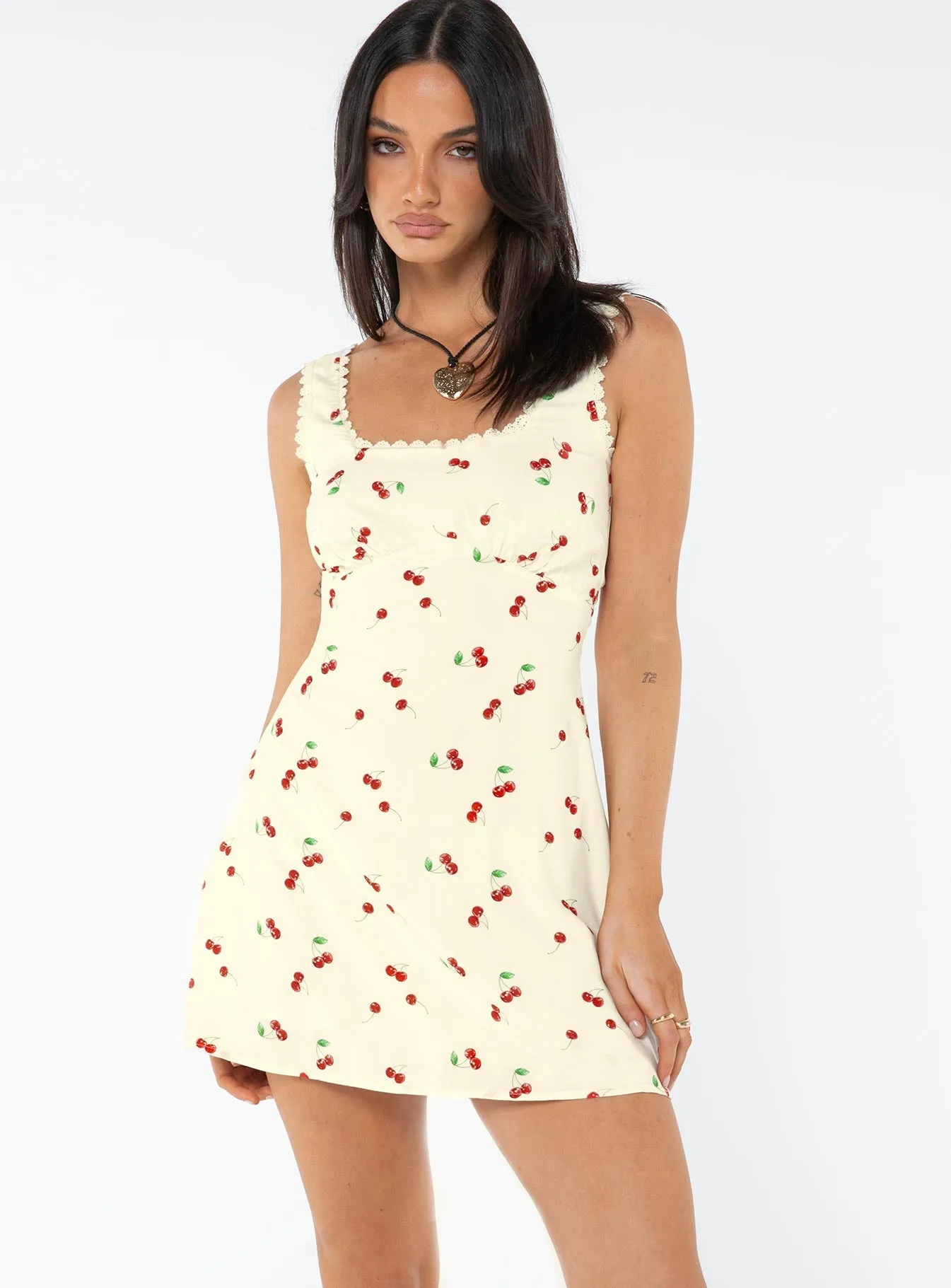 Street Glam Wrinkle Free Fabric Dasha Mini Dress Cherry