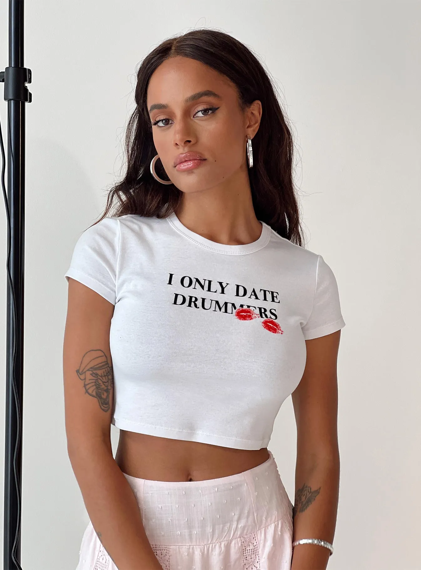 Drummers Baby Tee White Daily Outfit Style
