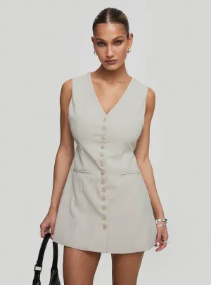 Katja Mini Dress Oyster Adjustable Waistband Quick Scene