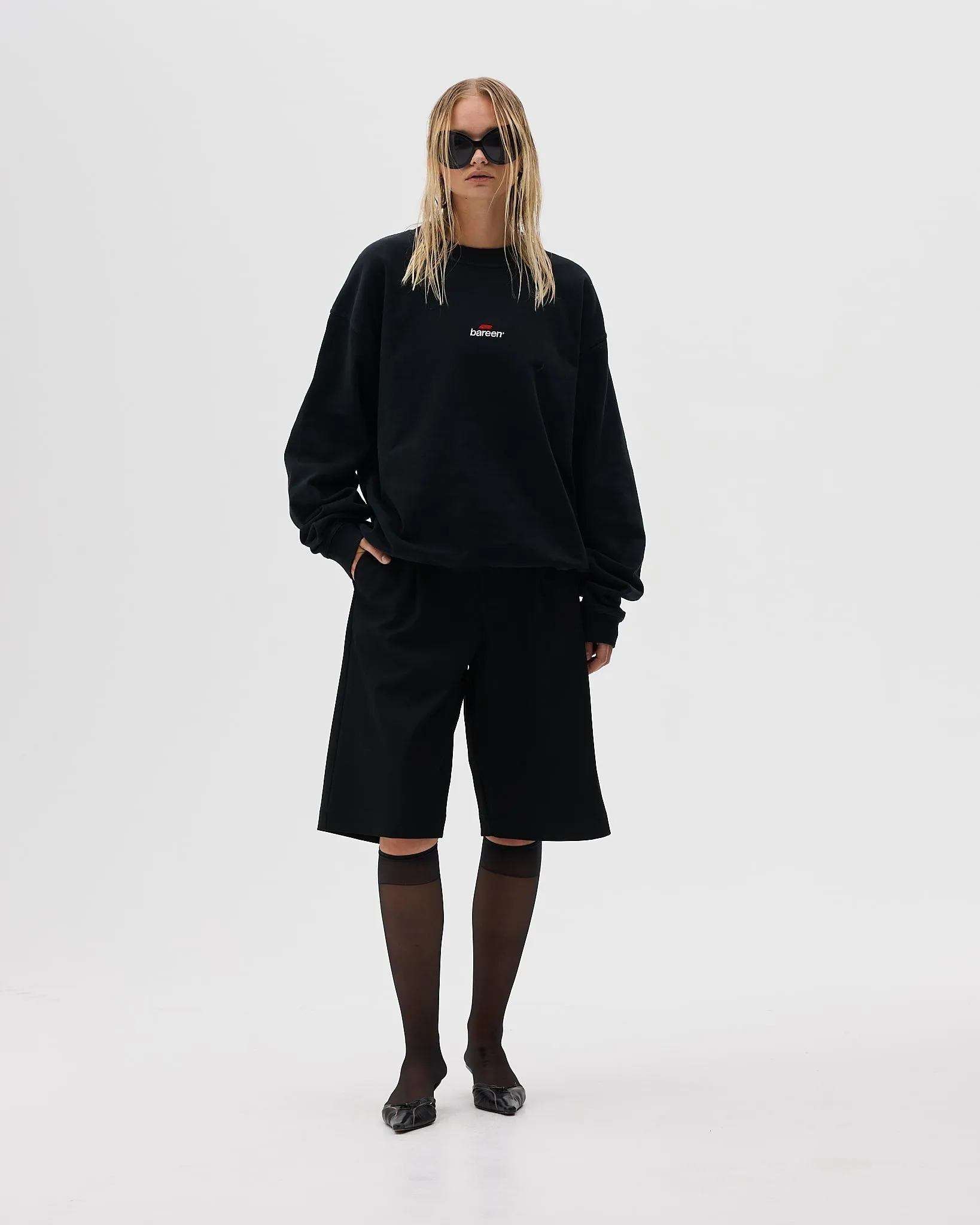 tumble dry Oversized Crewneck, Women - Logo 3.0 - Black Four Way Stretch