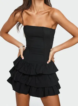 Valentia Tiered Mini Dress Black Pack Quick Full Circle Skirt Pattern