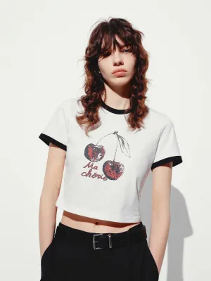 Contrast Logo Cropped T-shirt Fit for Everyone