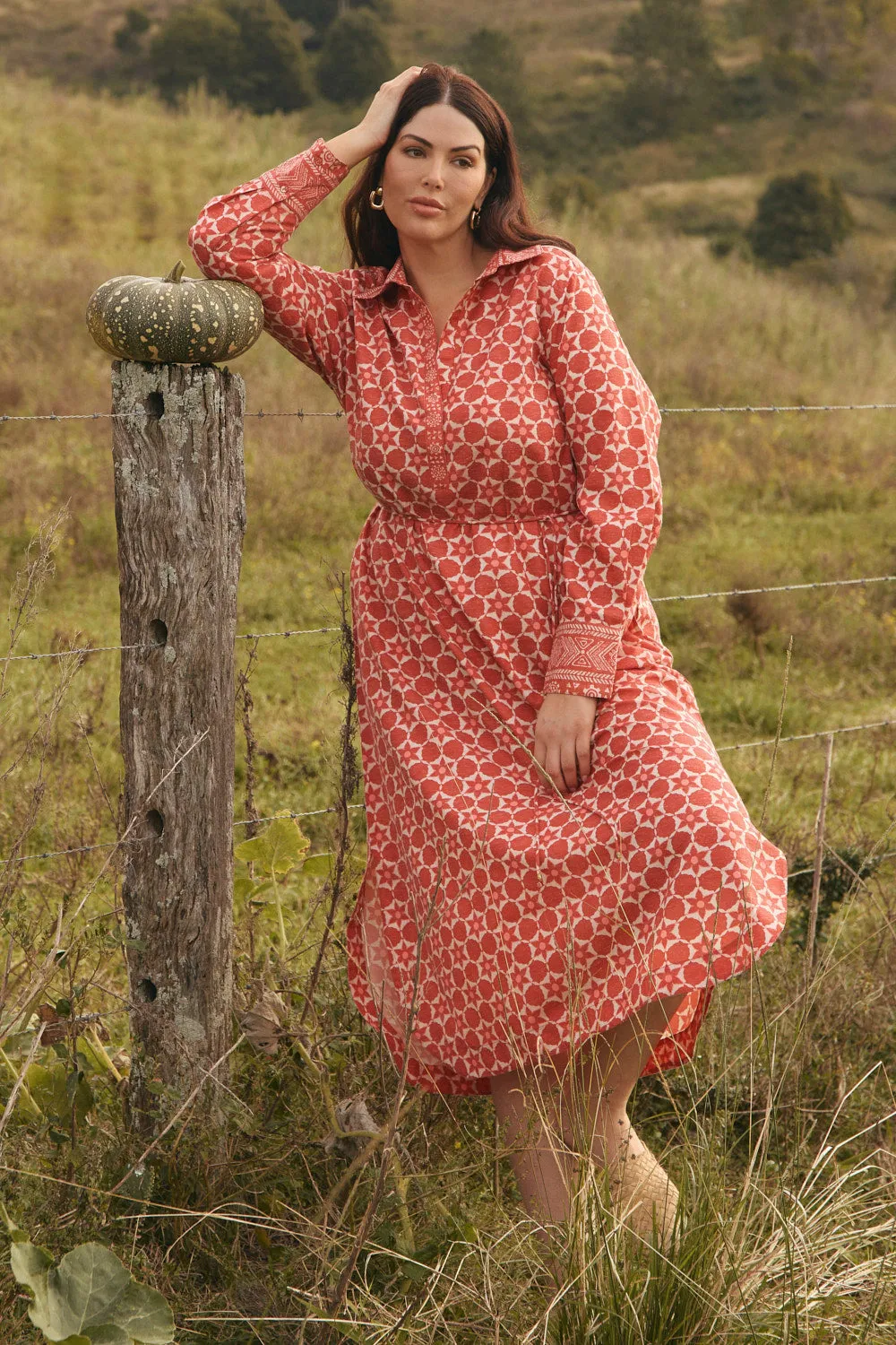 Ella Long Sleeve Collared Dress in Lunar Eclipse LayeredConstruction