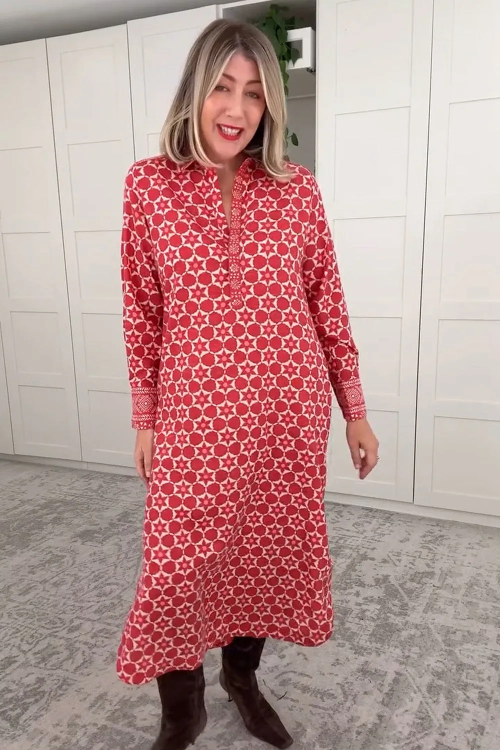 Myth Soul Ella Long Sleeve Collared Dress in Lunar Eclipse